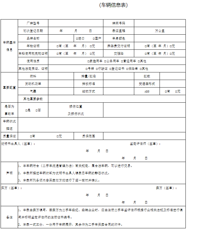 二手车买卖合同范文