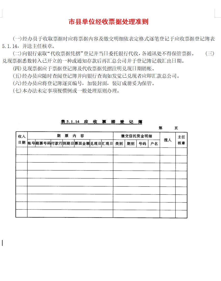 市县单位经收票据处理准则