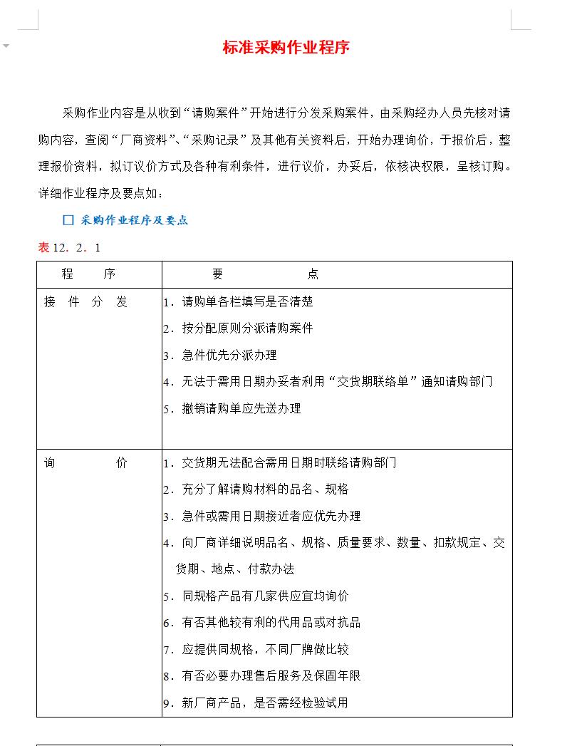 标准采购作业程序