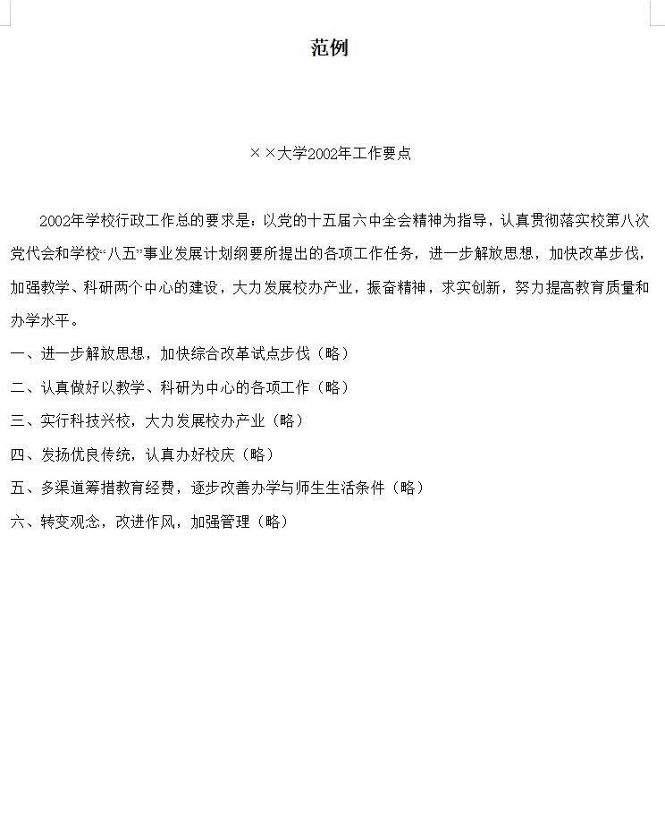工作要点范例
